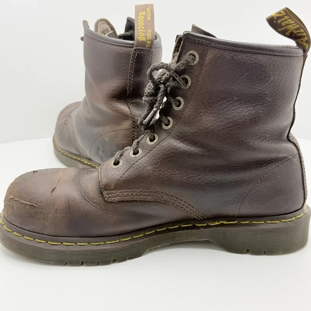 Dr Martens AirWair Steel Toe Work Boots Mens 11 Brown Leather Slip Resistant EH